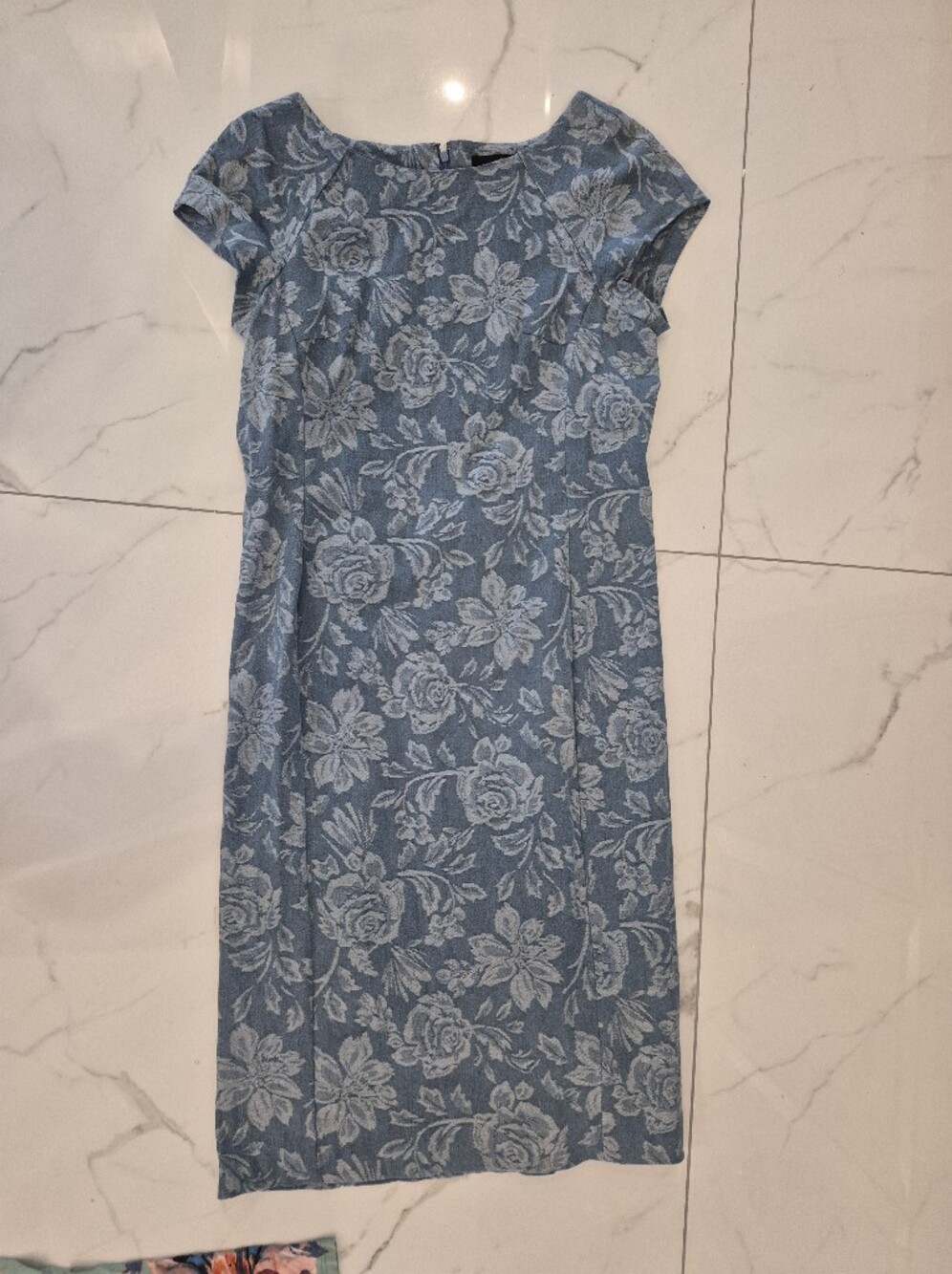 Ice Blue Floral Knit Dress